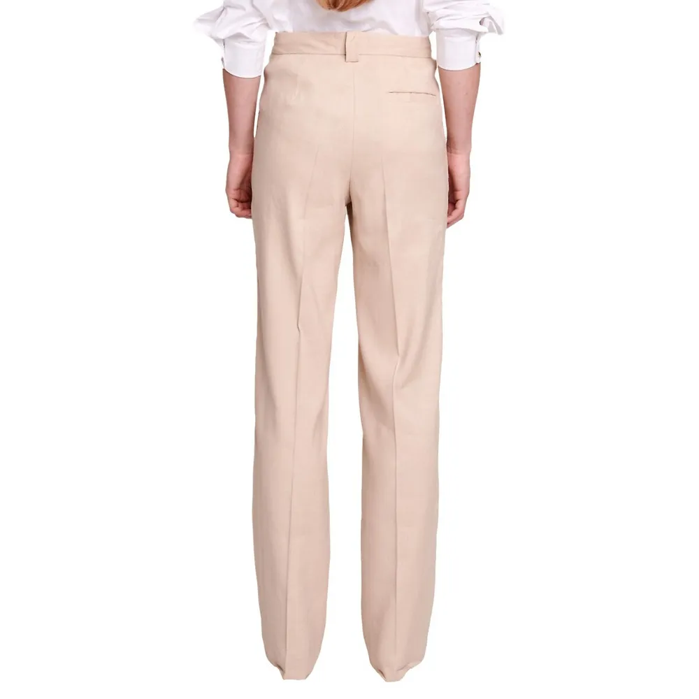 WOMEN'S LINEN BLEND PLEATED WIDE PANTS