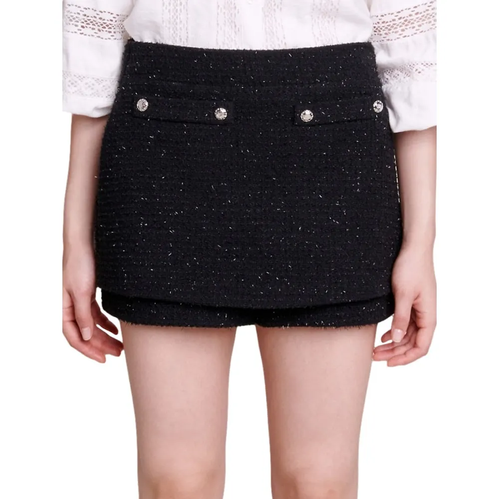 Iateau Clover-Button Tweed Shorts