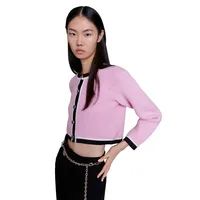 Magie Contrast-Trim Cropped Cardigan