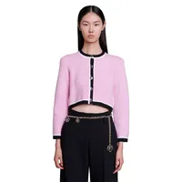 Magie Contrast-Trim Cropped Cardigan