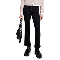 High-Rise Exposed Button-Fly Flared Jeans