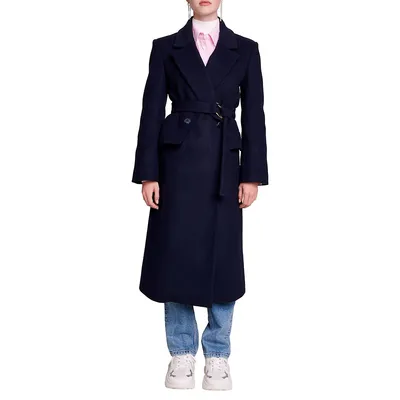 Giblue Wool-Blend Double-Breasted Coat