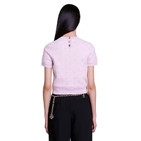 Minthe Short-Sleeve Clover-Jacquard Sweater