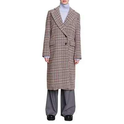 Gapinette Houndstooth Check Wool-Blend Coat