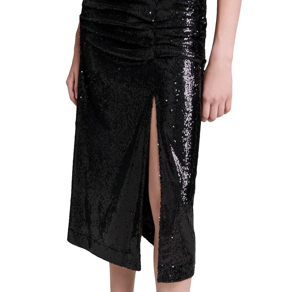 Jichic Ruched Sequin Skirt