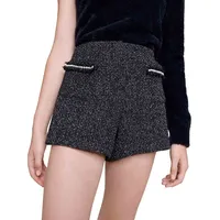 Lagos Faux Pearl-Embellished Tweed Shorts