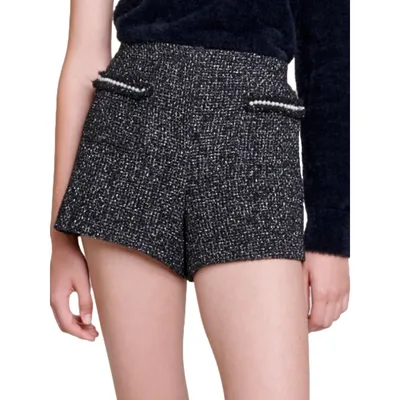 Lagos Faux Pearl-Embellished Tweed Shorts