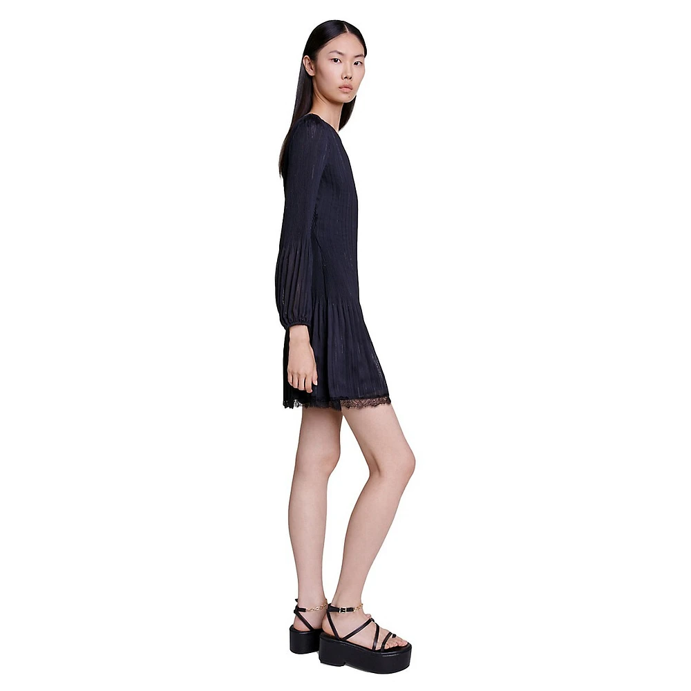 Racky Pleated Crepe Mini Dress