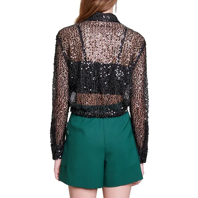 Cesther Sheer Sparkle Mesh Shirt