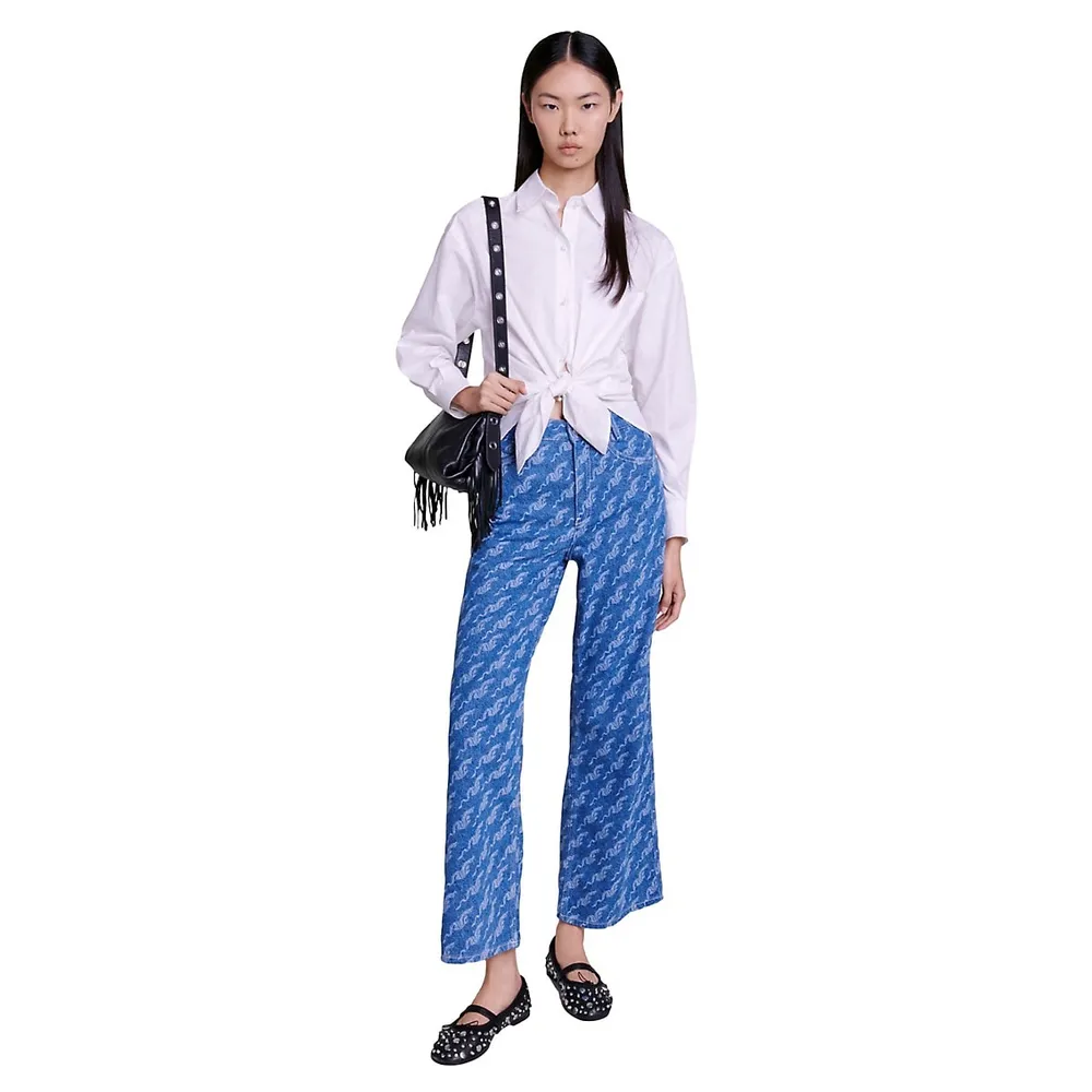 Pidragon Printed Oversized Wide-Leg Jeans