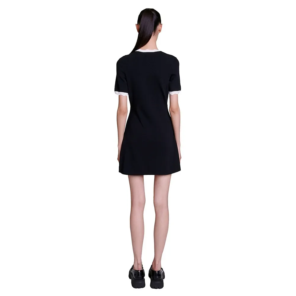 Rolinette Contrast-Trim Buttoned Mini Dress