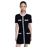 Rolinette Contrast-Trim Buttoned Mini Dress