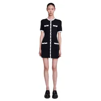 Rolinette Contrast-Trim Buttoned Mini Dress