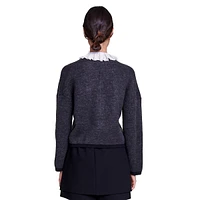 Mestino Lace-Collar Knit Cardigan