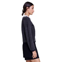 Mestino Lace-Collar Knit Cardigan