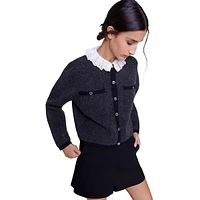 Mestino Lace-Collar Knit Cardigan