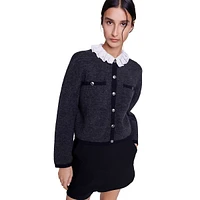 Mestino Lace-Collar Knit Cardigan