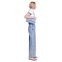 Pokkus Oversized Wide-Leg Rhinestone Jeans