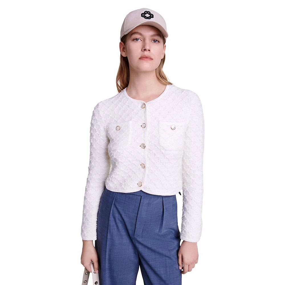 Mirtalina Fuzzy-Knit Crop Cardigan