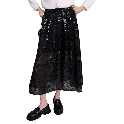 Jupon Sequined Mesh A-Line Skirt