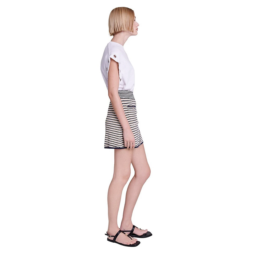 Josalia Metallic Tricolour-Knit Mini Skirt