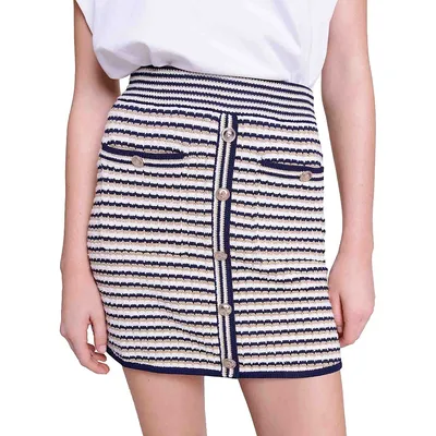 Josalia Metallic Tricolour-Knit Mini Skirt