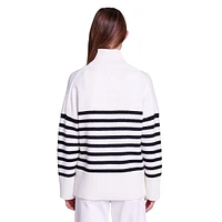 Marina Half-Zip Mockneck Breton Sweater