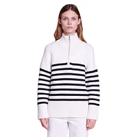 Marina Half-Zip Mockneck Breton Sweater