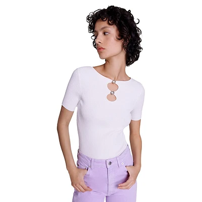 Myster Clover-Jewellery Cutout Ribbed Top