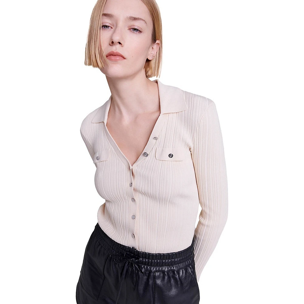 Mimoso Stretch-Rib Collared Sweater