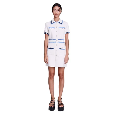 Risal Contrast Terry Mini Shirt Dress