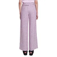 Patri Chain-Belt Wide-Leg Tweed Pants