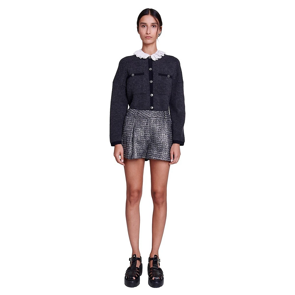 Imex Metallic Tweed Pleated Shorts