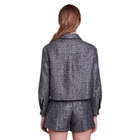 Vimex Cropped Metallic Tweed Blazer