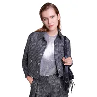 Vimex Cropped Metallic Tweed Blazer