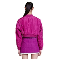 Badiane Cropped Puff-Sleeve Bomber Jacket