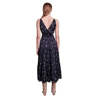 Rosolita Sequined Floral V-Neck Cutout Midi Dress