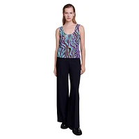 Lemilio Sequined Mesh Wave Tank Top