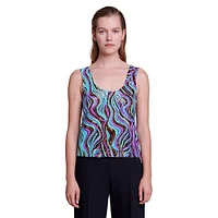 Lemilio Sequined Mesh Wave Tank Top