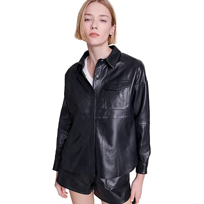 Cameo Long-Sleeve Leather Shirt