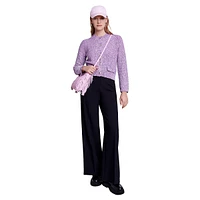 Mypurple Textured Mélange Crop Cardigan