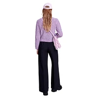 Mypurple Textured Mélange Crop Cardigan