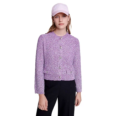 Mypurple Textured Mélange Crop Cardigan