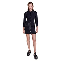 Randaille Chain-Trim Tweed Shirt Dress