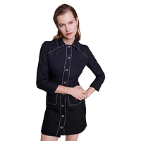 Randaille Chain-Trim Tweed Shirt Dress