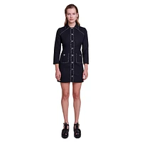 Randaille Chain-Trim Tweed Shirt Dress