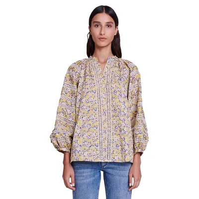 Liliflower Printed Embroidered Oversized Blouse