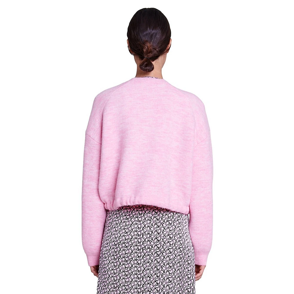 Mylace Wool-Blend Drawstring Cropped Sweater