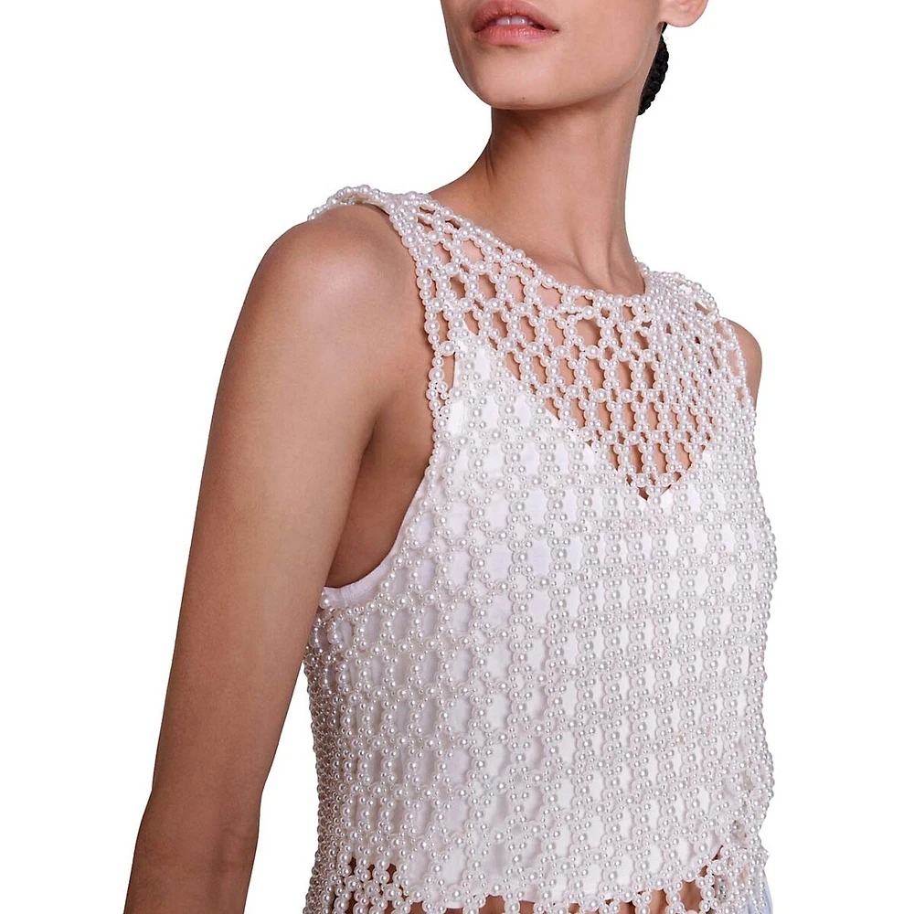 Liperle Faux Pearl Tank Top