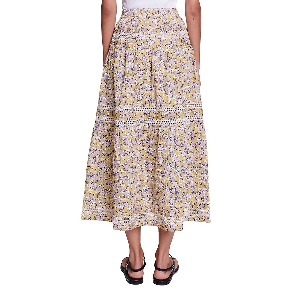 Jipiflower Printed Embroidered Long Skirt